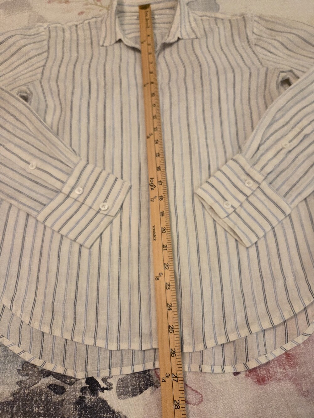 REFORMATION Preston White Blue Striped 100% Linen Button Down Shirt Women's SZ M - Picture 9 of 13